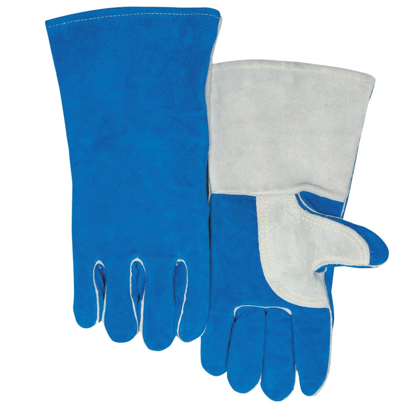 Quality Welding Gloves, Split Cowhide, Large, Blue