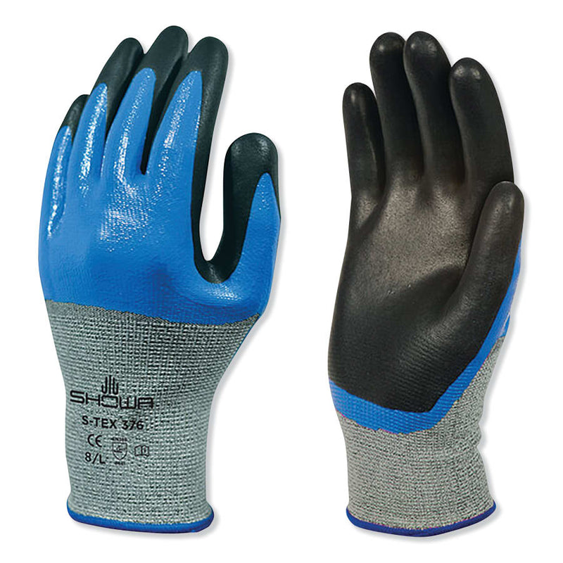 Nitrile, Double Coated Cut Resistant Glove, Size S, 4 Ansi/Isea Cut Level, Black, Blue