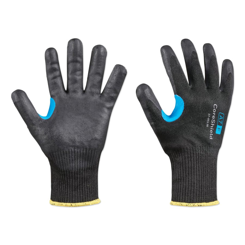 Coreshield™ A7/F Coated Cut Resistant Gloves, 6/XS, HPPE/ALLOY, Nitrile Micro-Foam, 13 Ga, Black