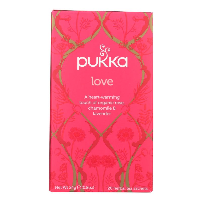 Pukka Herbal Teas Love Organic Rose Chamomile And Lavender Tea - Caffeine Free - Case Of 6 - 20 Bags