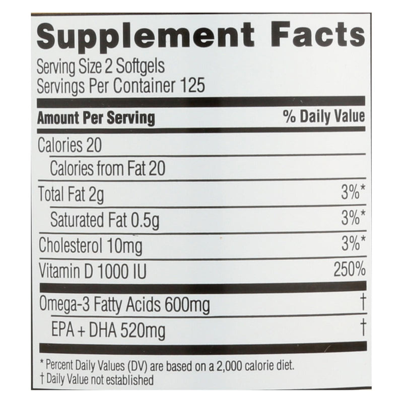Spectrum Essentials Omega-3 Fish Oil With Vitamin D Dietary Supplement  - 1 Each - 250 Sgel