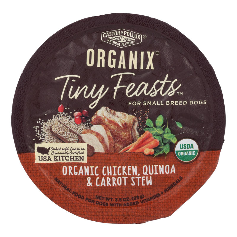 Castor & Pollux Wet Dog Food Organix Tiny Feasts Chicken Quinoa & Carrot Stew  - Case Of 12 - 3.5 Oz