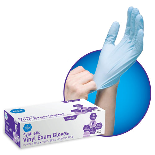 Synthetic Vinyl Medical Grade Exam Gloves P/F  Bx/100   Lrg