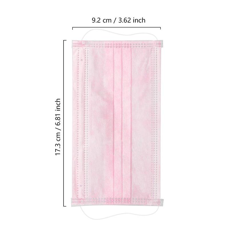 Premium Non-Medical Disposable 3-Ply ASTM Level 1 Face Mask for Adults (Pink), 50/Box