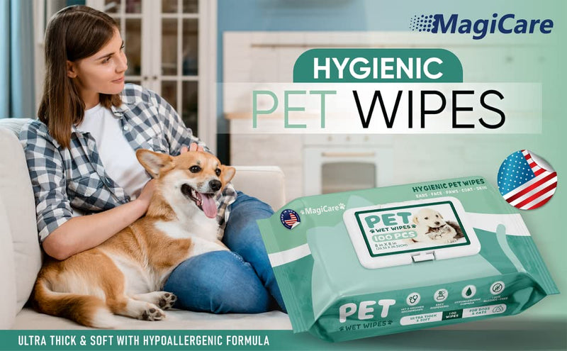 MagiCare® Made in USA Pet Dog Cat Large Cleaning Wipes (100ct), 16 Packs/Case