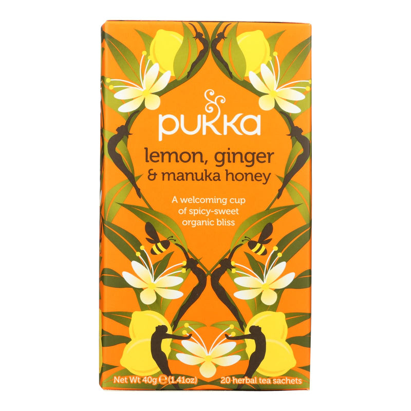 Pukka Herbal Teas Tea - Organic - Lemon Ginger And Manuka Honey - 20 Bags - Case Of 6