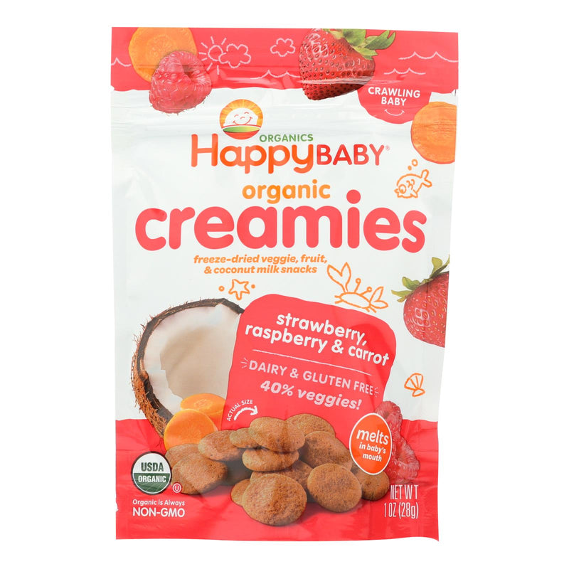 Happy Creamies Organic Snacks - Strawberry And Raspberry - Case Of 8 - 1 Oz