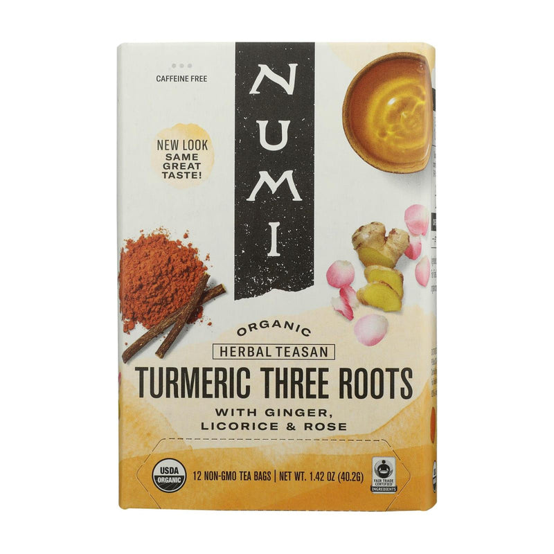 Numi Tea - Organic - Turmeric - Three Roots - 12 Bags - Case Of 6