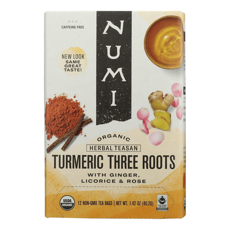 Numi Tea - Organic - Turmeric - Three Roots - 12 Bags - Case Of 6