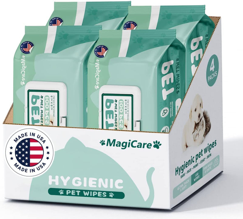 MagiCare® Made in USA Pet Dog Cat Large Cleaning Wipes (100ct), 16 Packs/Case