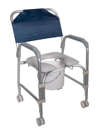 Aluminum Shower Chair/Commode with Casters  Knockdown