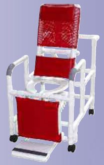 Reclining Shower Chair w/Dlx Elongated Commode Seat PVC