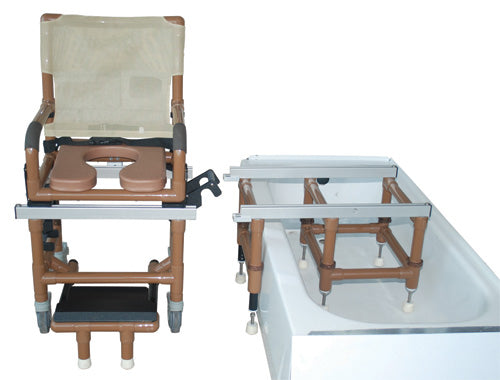 Dual Commode Shower/Transf PVC Chair Deluxe/Wood-Tone