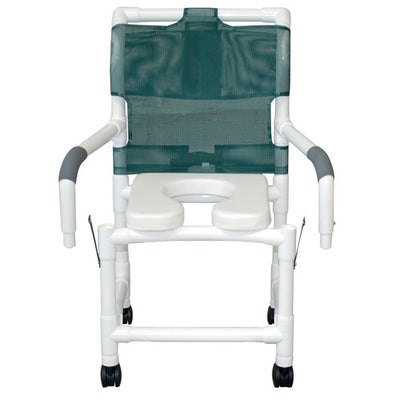 Shower Chair w/Soft Seat Dlx Elongated  Dual Drop Arm