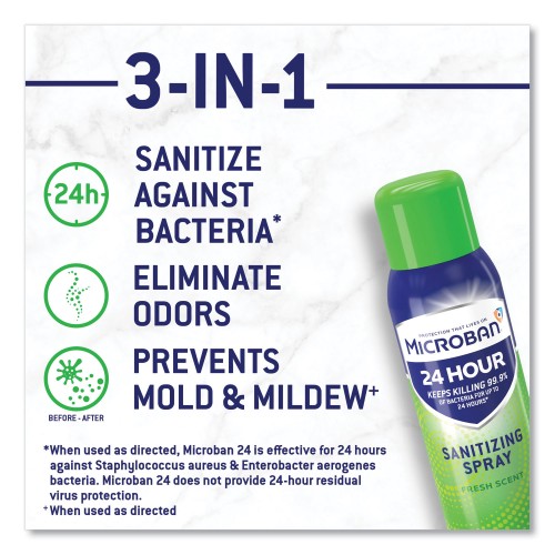 Microban 24-Hour Disinfectant Sanitizing Spray, Fresh Scent, 12.5 oz Aerosol Spray (48774EA)