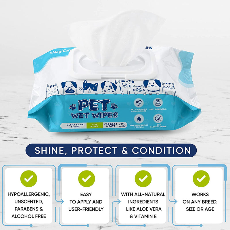 MagiCare® Pet Dog Cat Large Cleaning Wipes (100ct), 16 Packs/Case