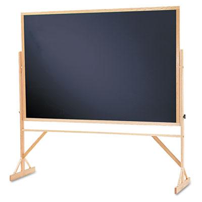 Quartet Reversible Chalkboard, 72 x 48, Black Surface, Oak Frame (WTR406810)