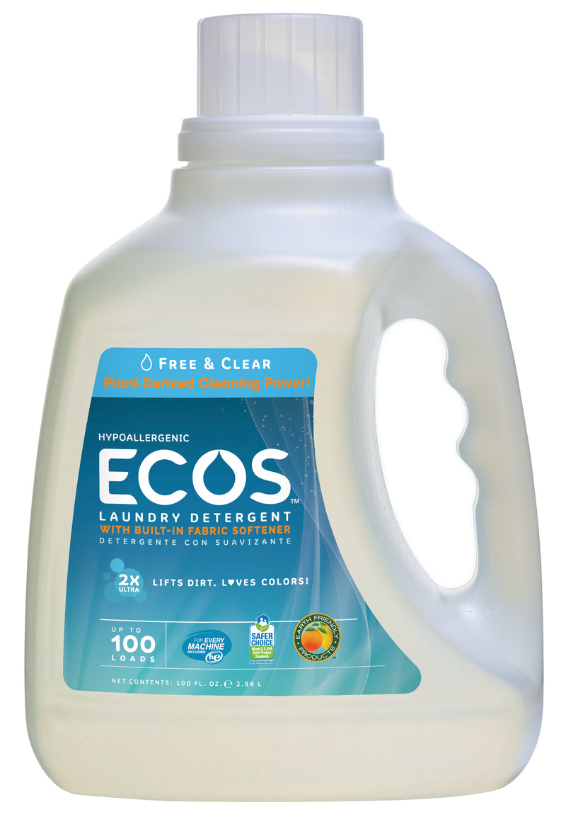 Earth Friendly Ecos Free & Clear Ultra Liquid Detergent (4x100 Oz)