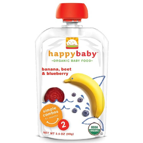 Happy Baby Banana, Beets & Blueberry Stage 2 Baby Food (16x3.5 Oz)