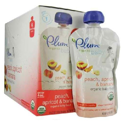 Plum Organics Peach-Aprct-Ban (6x4OZ )