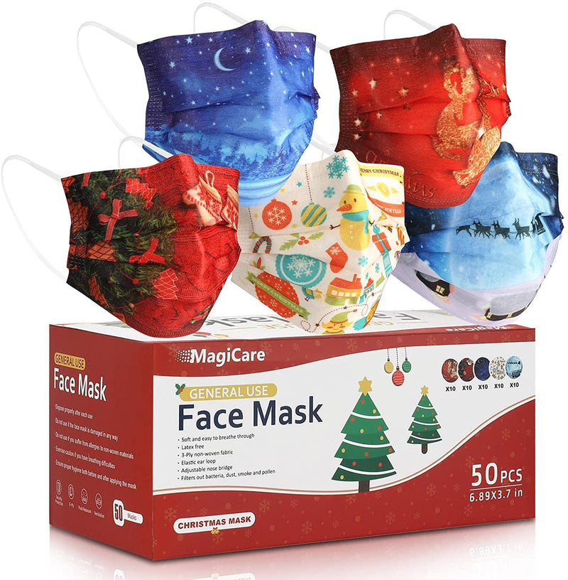 MagiCare 3-Ply ASTM Level 1 Non-Medical Face Masks (Winter Holiday / Christmas), 2000/Case