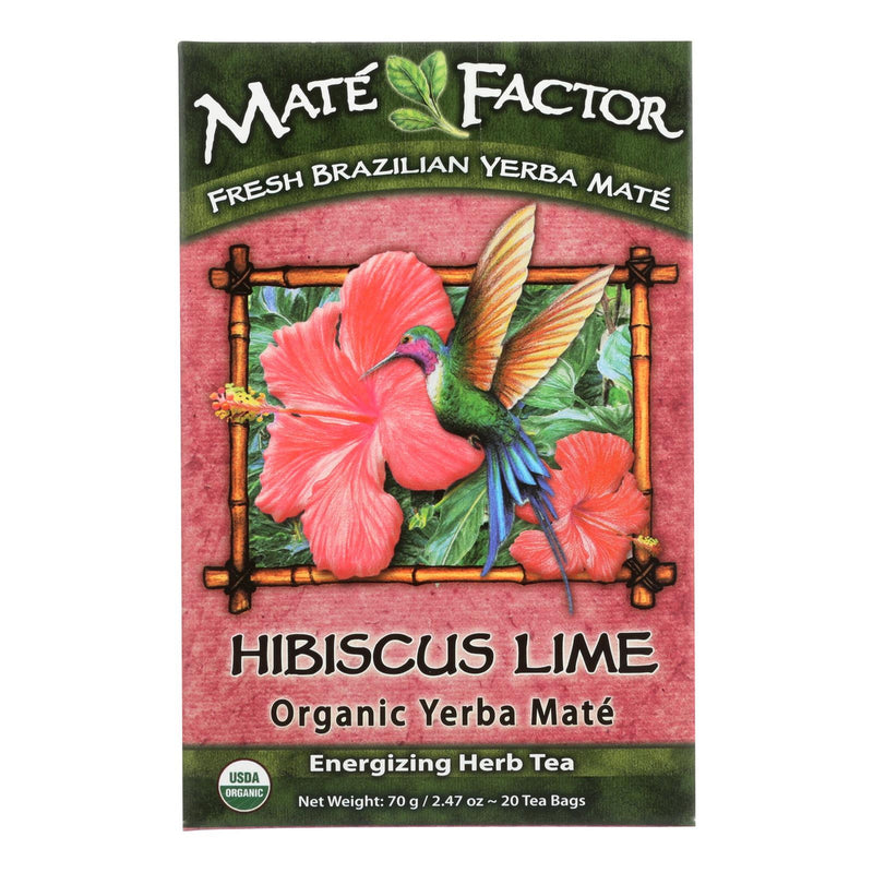 Mate Factor Hibiscus Lime Organic Yerba Mate Tea Bags  - Case of 6 - 20 BAG (6x20 BAG)