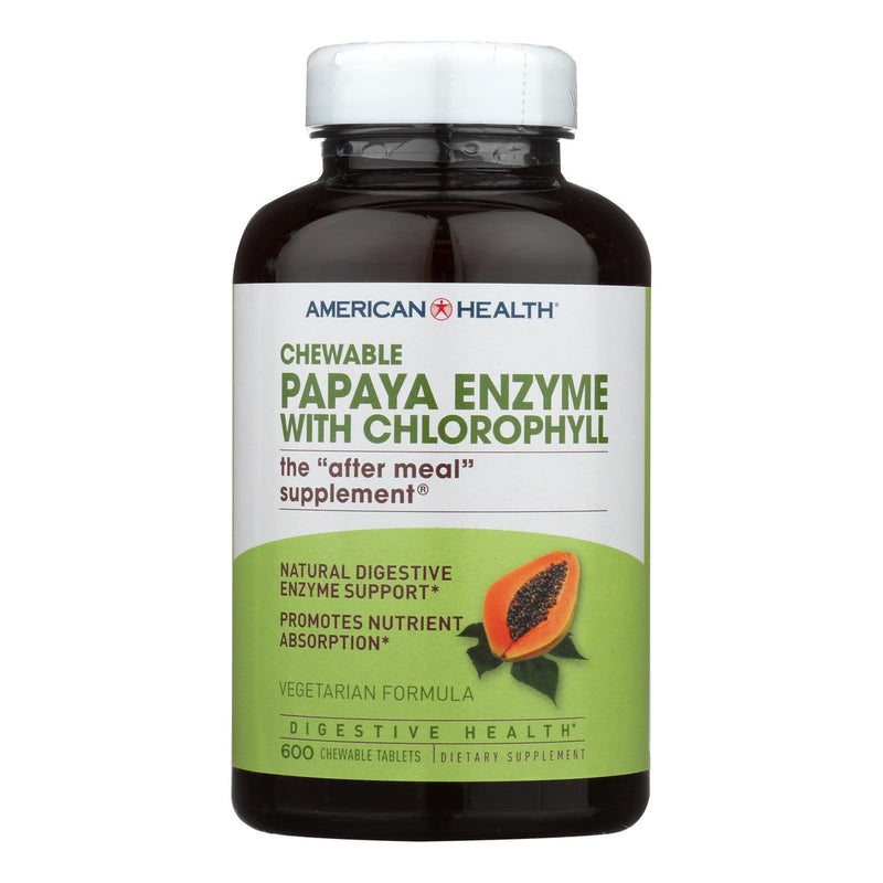 American Health - Papaya Enzyme With Chlorophyll Chewable - 600 Chewable Tablets (1x600 TAB)