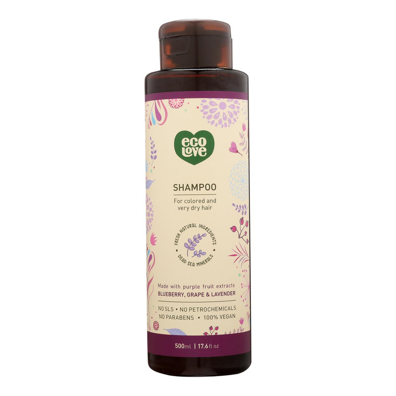 Ecolove Shampoo - Purple Fruit Shampoo For Colored and Very Dry Hair  - Case of 1 - 17.6 fl oz. (1x17.6 FZ)