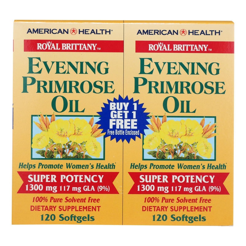 American Health - Royal Brittany Evening Primrose Oil Twin Pack - 1300 mg - 120+120 Softgels (1x2-120GEL)
