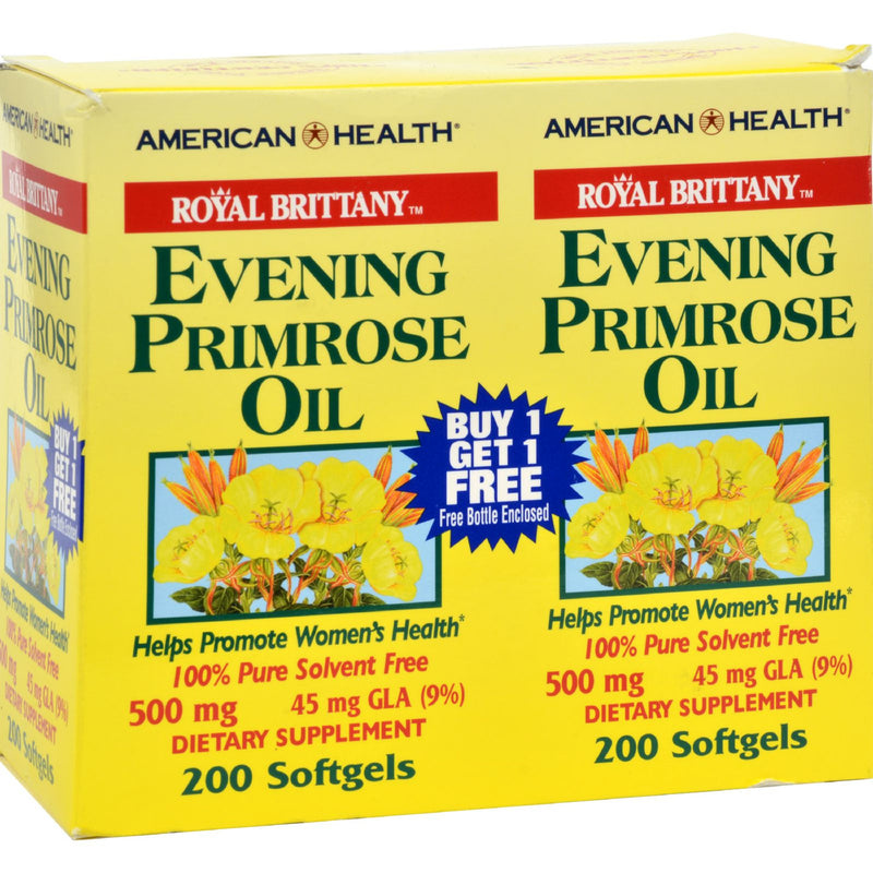 American Health - Royal Brittany Evening Primrose Oil - 500 mg - 2 Bottles of 200 Softgels (1x2-200CAP)