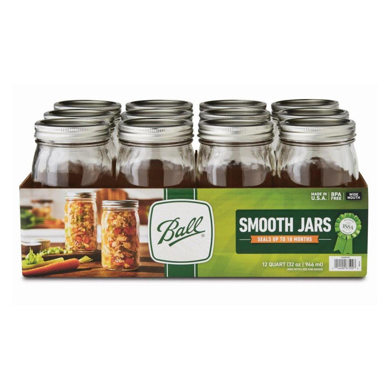 Ball Canning - Jars Smooth Sided 32 Oz Wide Mouth - Case of 1 - 12 Count (1x12 CT)