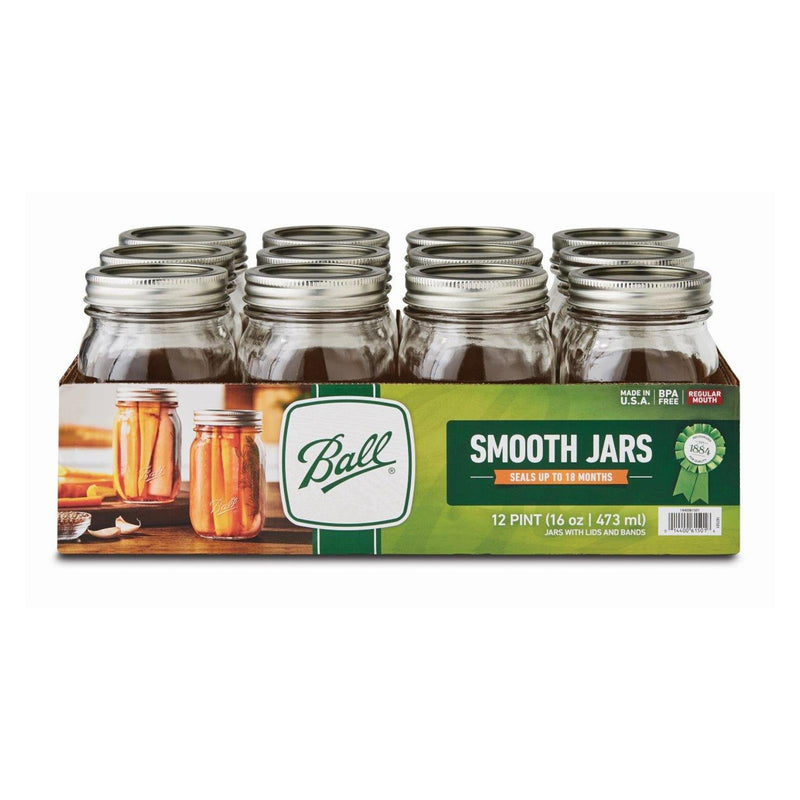 Ball Canning - Jars Smooth Sided Regular Mouth 16 Oz - Case of 1 - 12 Count (1x12 CT)