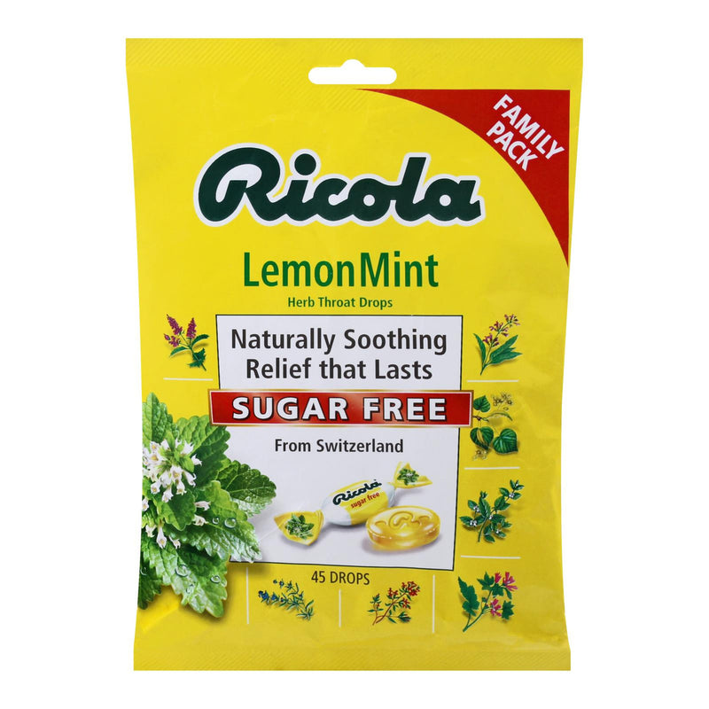 Ricola Cough Drop - Lemon Mint - Sf - Case of 12 - 45 count (12x45 CT)