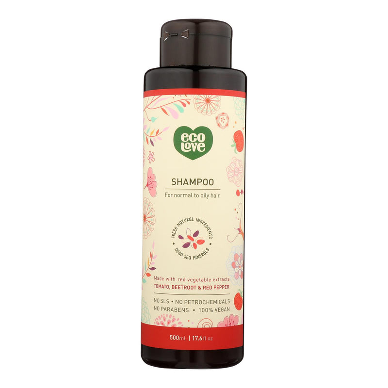 Ecolove Shampoo - Red Vegetables Shampoofor Normal To Oily Hair - Case of 1 - 17.6 fl oz. (1x17.6 FZ)