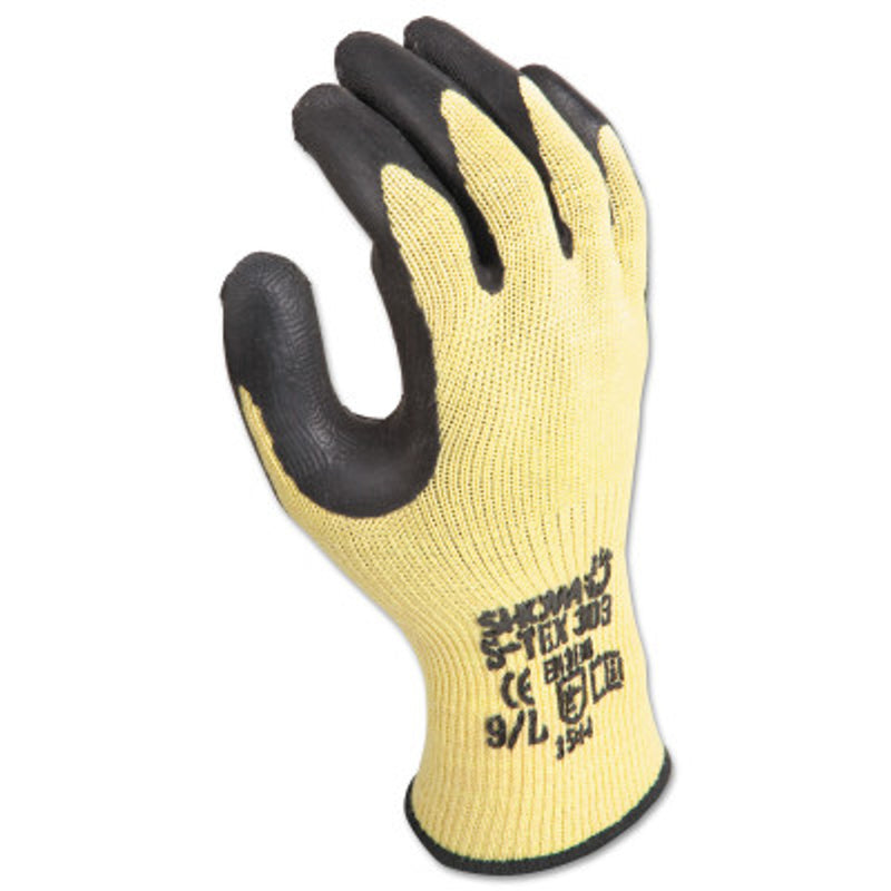 SHOWA® Gloves, Stainless Steel Lining, Rubber Latex Coating, X-Large, Yellow/Black, 1