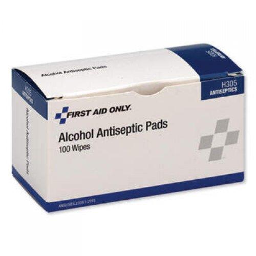 First Aid Only Alcohol Cleansing Pads, Dispenser Box, 100/Box (H305)
