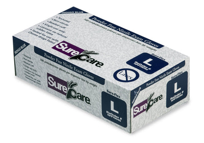 SureCare Standard Powder Free Indigo Nitrile Disposable Exam Gloves
