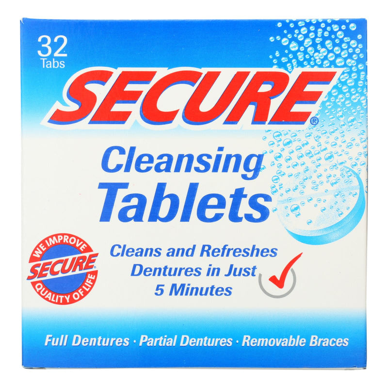 Secure Denture Adhesive Denture Cleanser - 32 Tablets