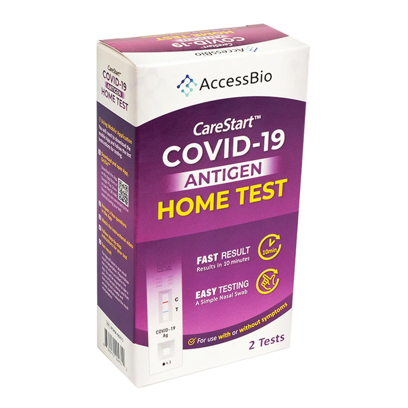AccessBio CareStart™ SARS-CoV-2 COVID-19 Antigen Rapid OTC Home Test, 2 Test Kits/Box