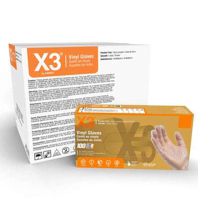 AMMEX GPX3 Clear Vinyl Industrial Latex Free Disposable Gloves