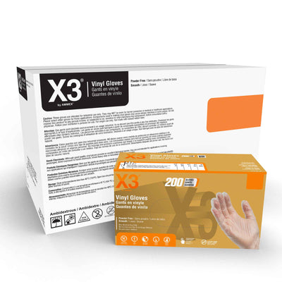 AMMEX GPX3D Clear Vinyl Industrial Latex Free Disposable Gloves