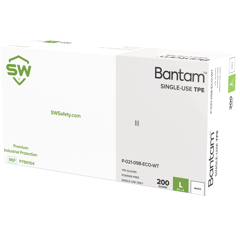 Bantam White Single-Use Thermoplastic Elastomer (TPE) Gloves