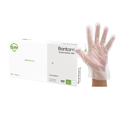 Bantam White Exam Biodegradable Grade Thermoplastic Elastomer (TPE) Gloves
