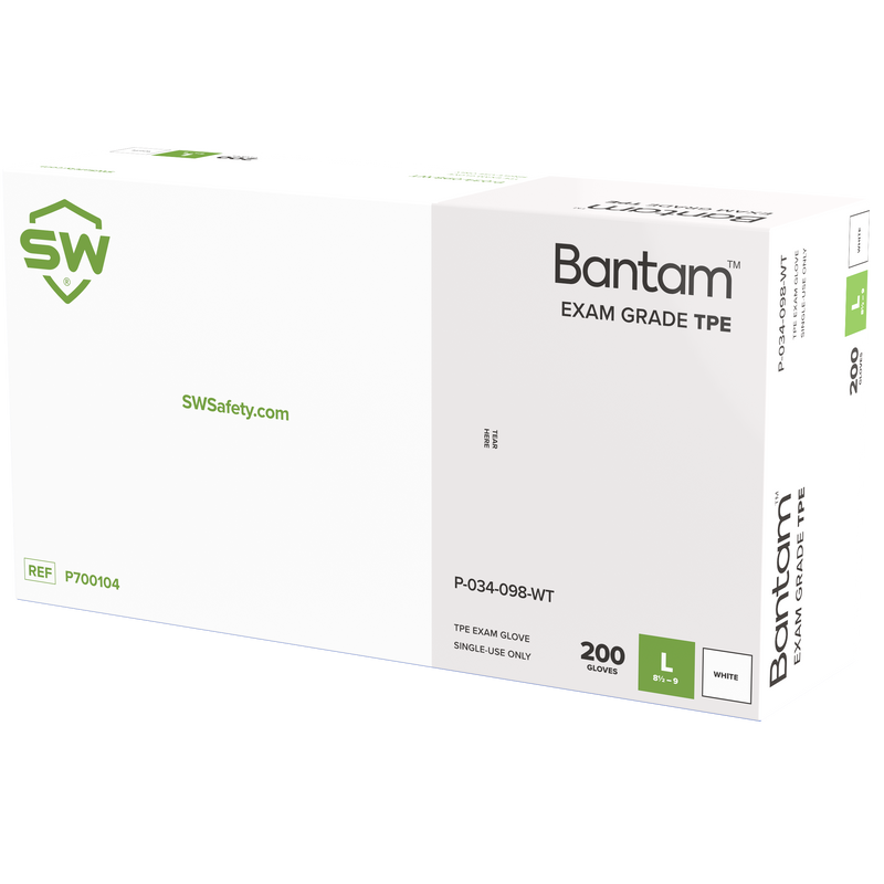 Bantam White Exam Biodegradable Grade Thermoplastic Elastomer (TPE) Gloves