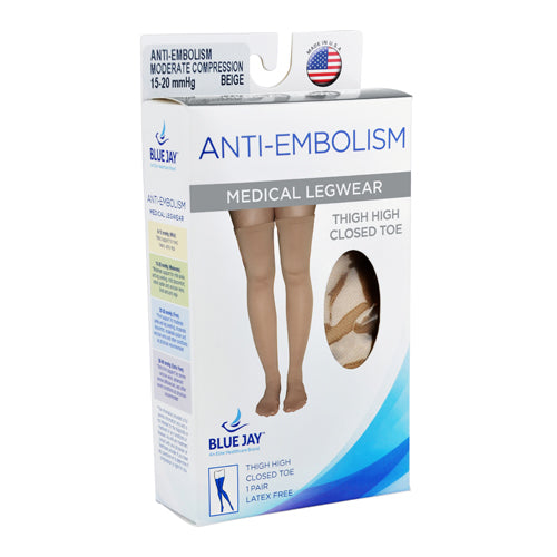 Anti-Embolism Stockings  X-Lrg 15-20mmHg Thigh Hi  Closed Toe