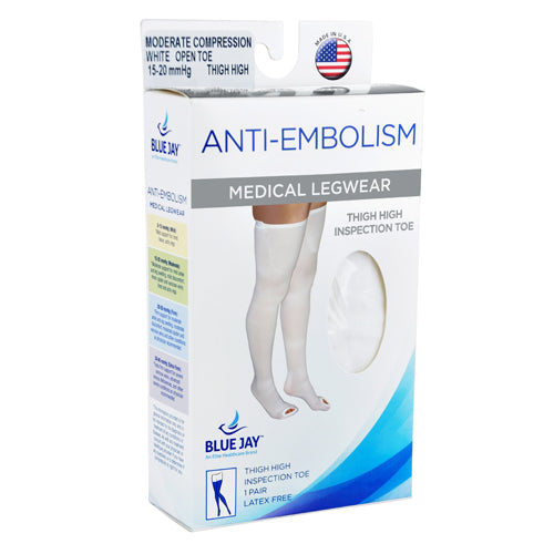 Anti-Embolism Stockings Lg/Reg 15-20mmHg Thigh Hi  Insp. Toe
