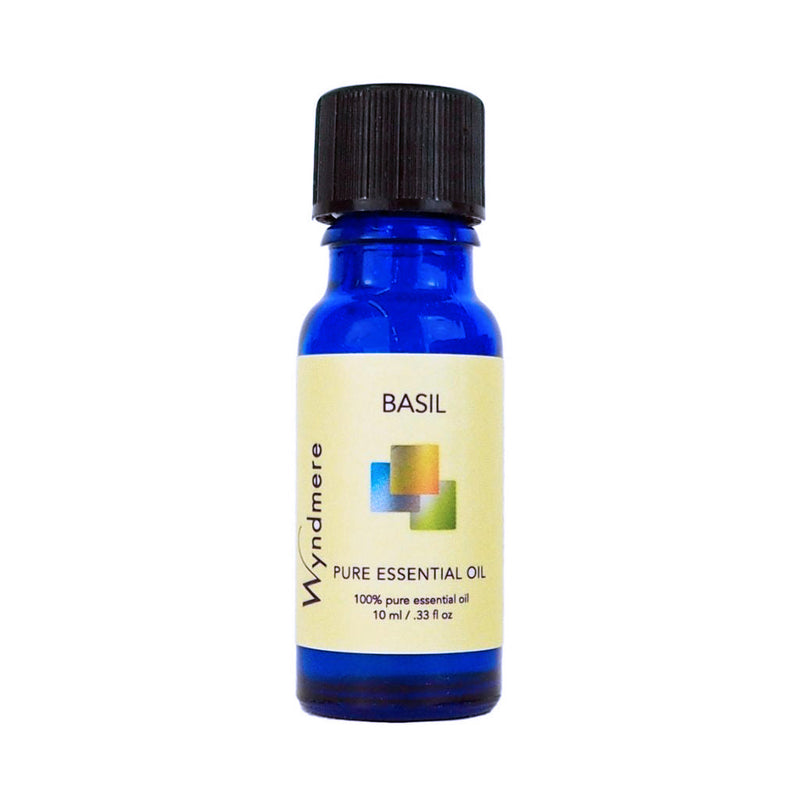 Basil - 10ml blue bottle of Wyndmere Basil Essential Oil that has a warm, aniseed-like aroma to help aid concentration