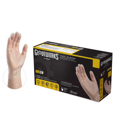Gloveworks Clear Vinyl Industrial Latex Free Disposable Gloves