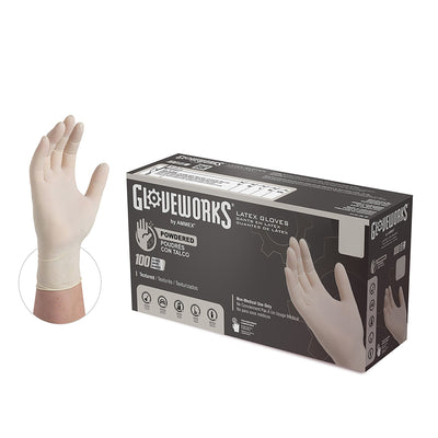 Gloveworks® Ivory Latex Industrial Powdered Disposable Gloves