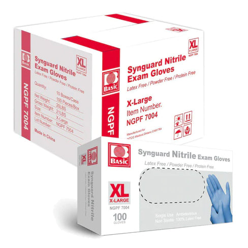Intco Basic Synguard Latex Free Powder Free Protein Free Nitrile Exam Grade EXTRA-LARGE Gloves (Blue), 1000/Case